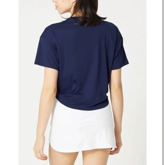 Asics Tennis Cropped T-Shirt Graphic Logo Activewear Top Size Large NWT - Picture 2 of 3